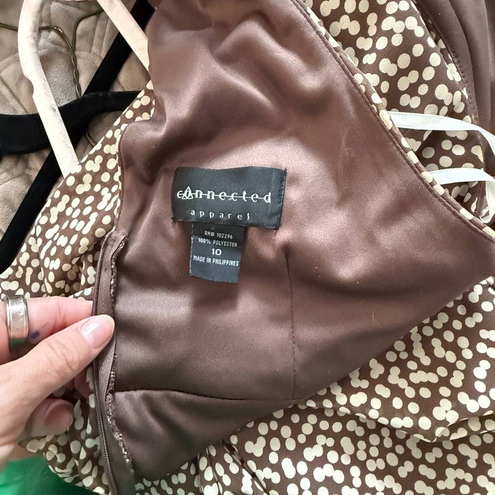 Connected Apparel Tan Patterned Backless Dress - image 6